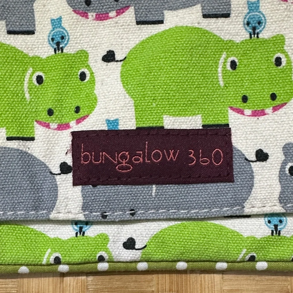 Bungalow 360 Green and Gray Hippo Wristlet